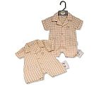 Baby Boys Chequered Romper with Pockets - Bunny
