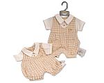 Baby Boys Chequered Romper with Pockets - Bunny