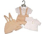 Wholesale Boys Chequered 2 pcs Dungaree Set - Welcome to the World