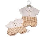 Wholesale Boys Chequered Romper - Welcome to the World