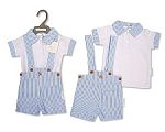 Baby Boys 2 pcs Short Dungaree Set - Tractor