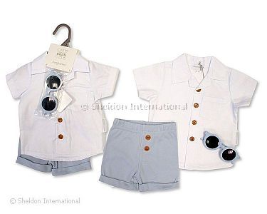 Baby Boys 2 pcs Shorts Set with Sunglasses - Wholesale