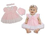 Baby Dress Pink with Ruffles and Lace Collar - 0-6 Months