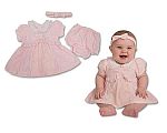Baby Dress Pink with Ruffles and Lace Collar - 0-6 Months