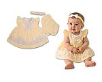 Baby Dress Lemon with Lace and Bows - 0-6 Months