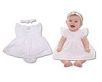 Baby Dress White with Flowers Embroidery- 6-24 Months