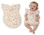 Baby Girls Short Romper with Floral Print and Bow