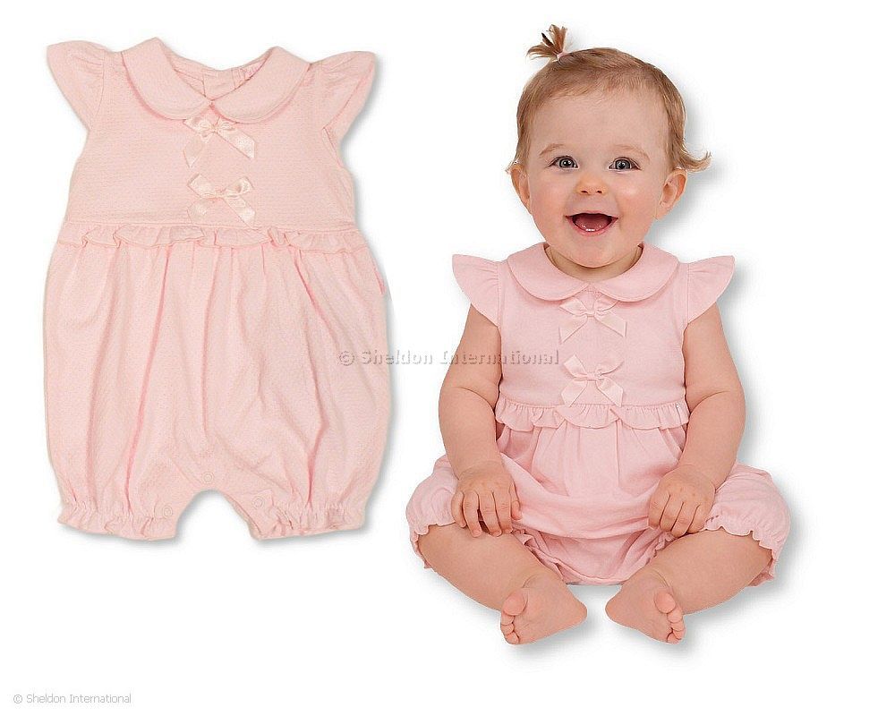 Baby Girls Short Romper with Bows - Wholesale