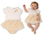 Baby Girls Gingham Skirt Set with Lace and Bow