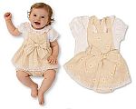 Baby Girls Gingham Dungaree Dress Set with Lace and Bow