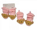 Wholesale Velour Booties - Pink