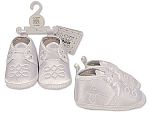 Wholesale Boys Christening Shoes - Cross - White Embroidery
