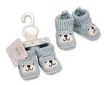 Knitted Baby Booties with Dog Face Embroidery and Ears