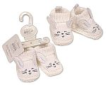 Wholesale Knitted Booties with Bunny Face Embroidery and Ears