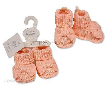 Knitted Baby Booties with Bow - Wholesale