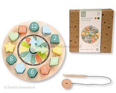 Wooden Educational Shape Sorting Clock - Wholesale