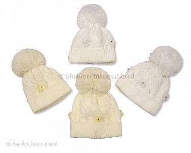 Baby Girls Pom-Pom Hat with Cotton Lining - 311 - Wholesale