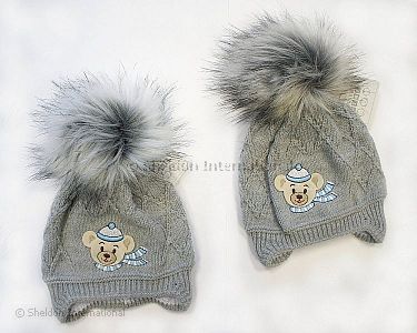 Baby Boys Pom-Pom Hat with Cotton Lining - 326g - Wholesale
