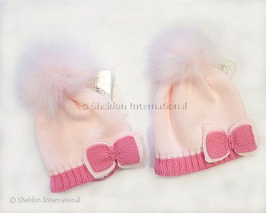 Baby Girls Pom-Pom Hat with Cotton Lining - 327p - Wholesale