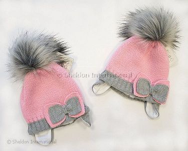 Baby Girls Pom-Pom Hat with Cotton Lining - 327r - Wholesale