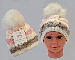 Wholesale Girls Knitted Pom-Pom Hat with Lining - 333p