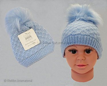 Baby Boys Knitted Pom-Pom Hat - 334s - Wholesale