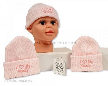 Baby Girls Knitted Hat - I Love Daddy - Wholesale