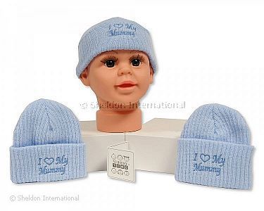 Baby Boys Knitted Hat - I Love Mummy - Wholesale