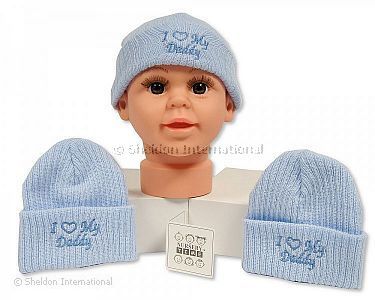 Baby Boys Knitted Hat - I Love Daddy - Wholesale