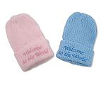 Wholesale Knitted Hat - Welcome to the World - Pink and Sky