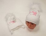 Wholesale Girls Pom-Pom Hat with Cotton Lining - 458w