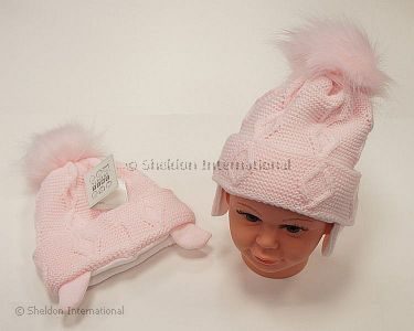 Baby Girls Pom-Pom Hat with Cotton Lining - 459p - Wholesale