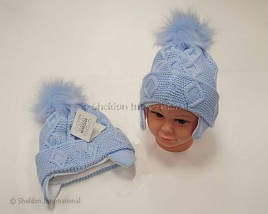 Baby Boys Pom-Pom Hat with Cotton Lining - 459s - Wholesale