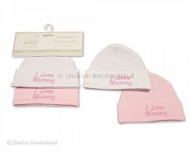 Baby Girls Hats 2-Pack - I Love Mummy - Wholesale