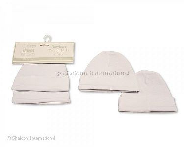 Baby Hats 2-Pack - Plain White - Wholesale