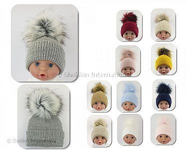 Baby Hat with Pom-Pom - 11 Colours - Medium/ Large - Wholesale