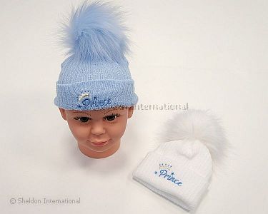 Baby Boys Pom-Pom Hat - Prince - Wholesale