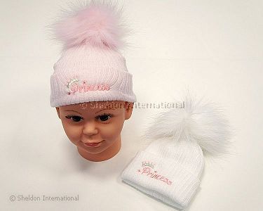 Baby Girls Pom-Pom Hat - Princess - Wholesale