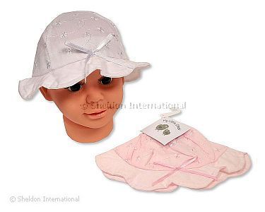 Baby Girls Summer Hat with Embroidery and Bow - Wholesale