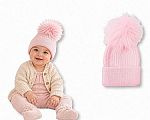 Wholesale Pom-Pom Hat with Smooth Brim - Pink