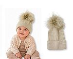 Wholesale Pom-Pom Hat with Smooth Brim- Taupe