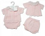 Wholesale Girls Knitted 2 pcs Set with Lace Collar