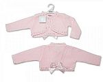 Wholesale Girls Knitted Bolero with Bow - Pink
