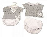 Wholesale Knitted 2 pcs Set with Bow and Lace Collar
