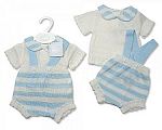 Baby Boys Striped Knitted 2 pcs Dungaree Set