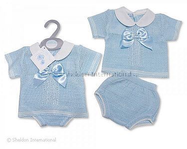 Baby Boys Knitted 2 pcs Set with Bow - Wholesale