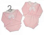 Wholesale Knitted Girls Short 2 pcs Set with Bow