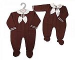 Baby Knitted Long Romper with Lace and Bow