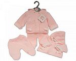 Baby Girls Knitted 2 pcs Pram Set with Hood