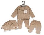 Wholesale Knitted 2 pcs Pram Set with Collar - Taupe